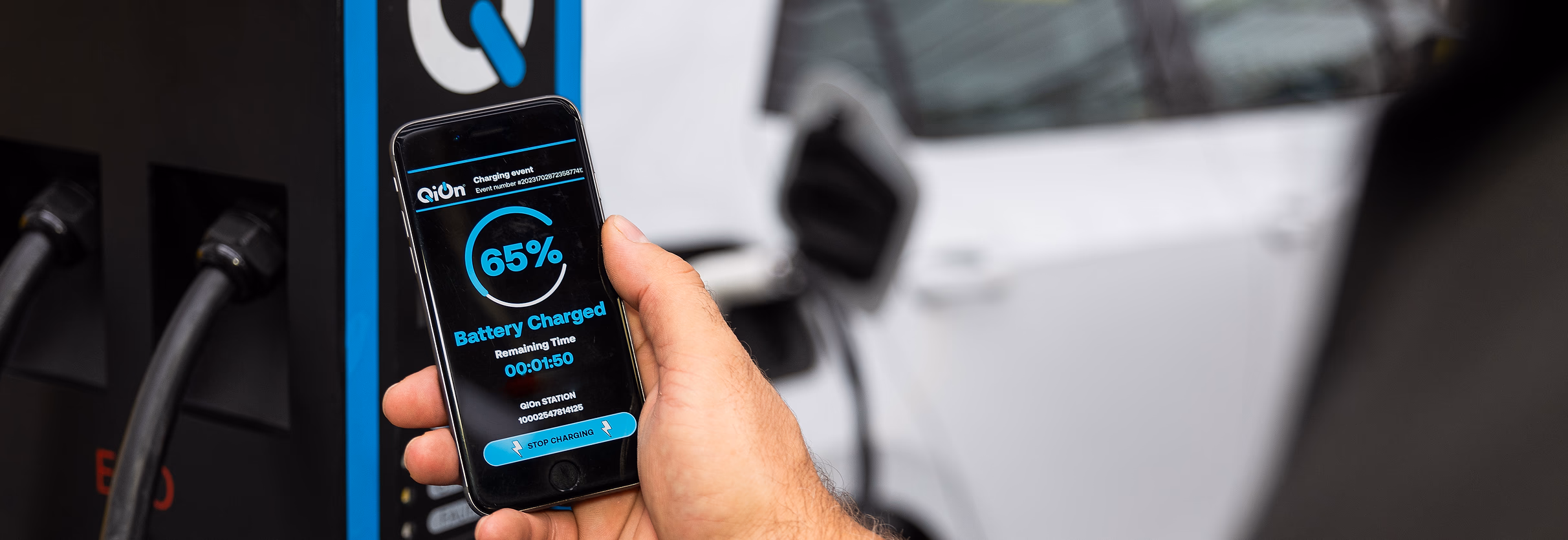 QiOn app charging session interface